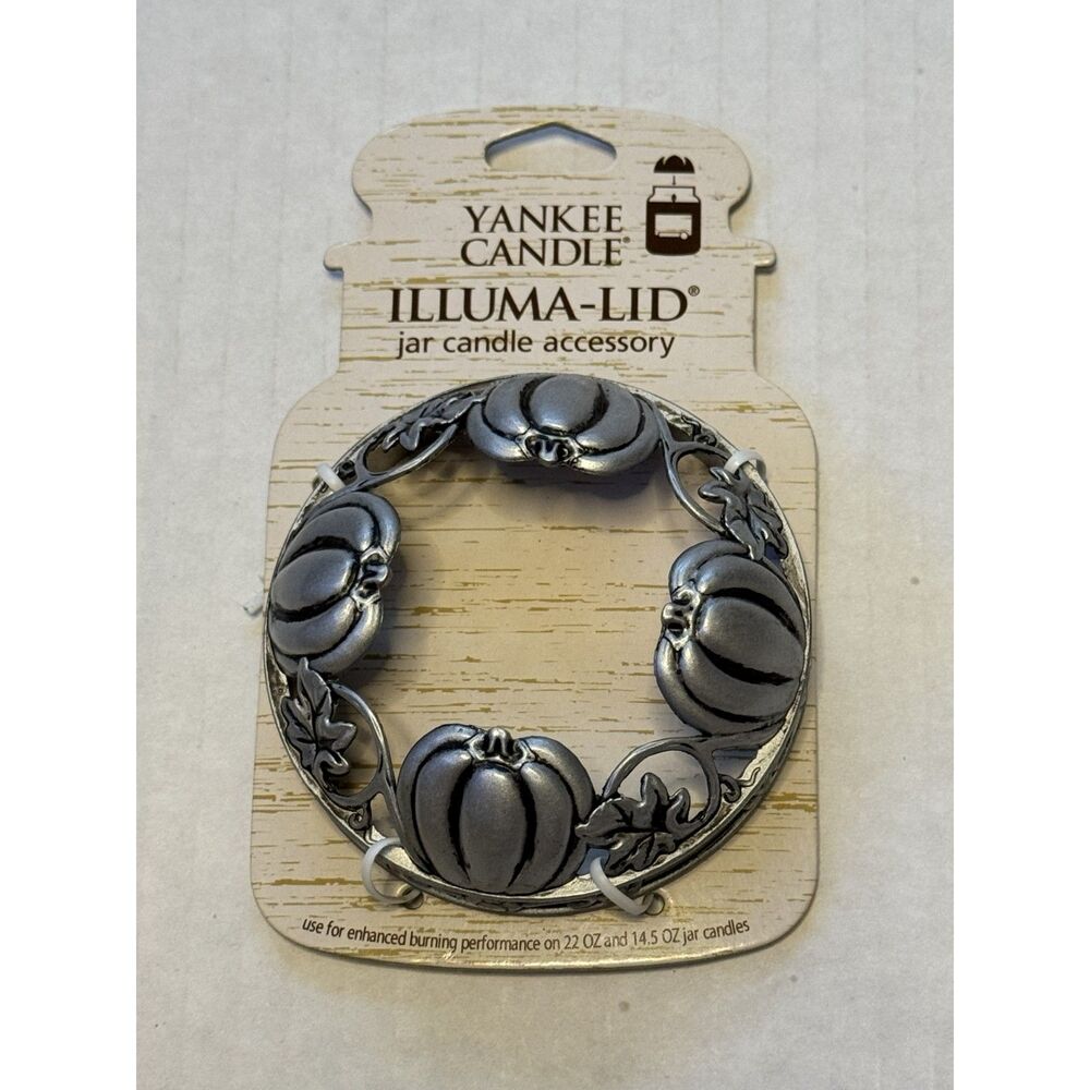 Yankee Candle Illuma-Lid Pumpkin Jar Candle Topper Silver Metal Fall Harvest